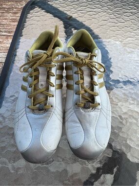 adidas White and Gold Women's Athletic Golf Shoes